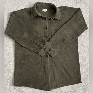 Love, Fire Cozy Olive Corduroy Button Down Shirt Size M